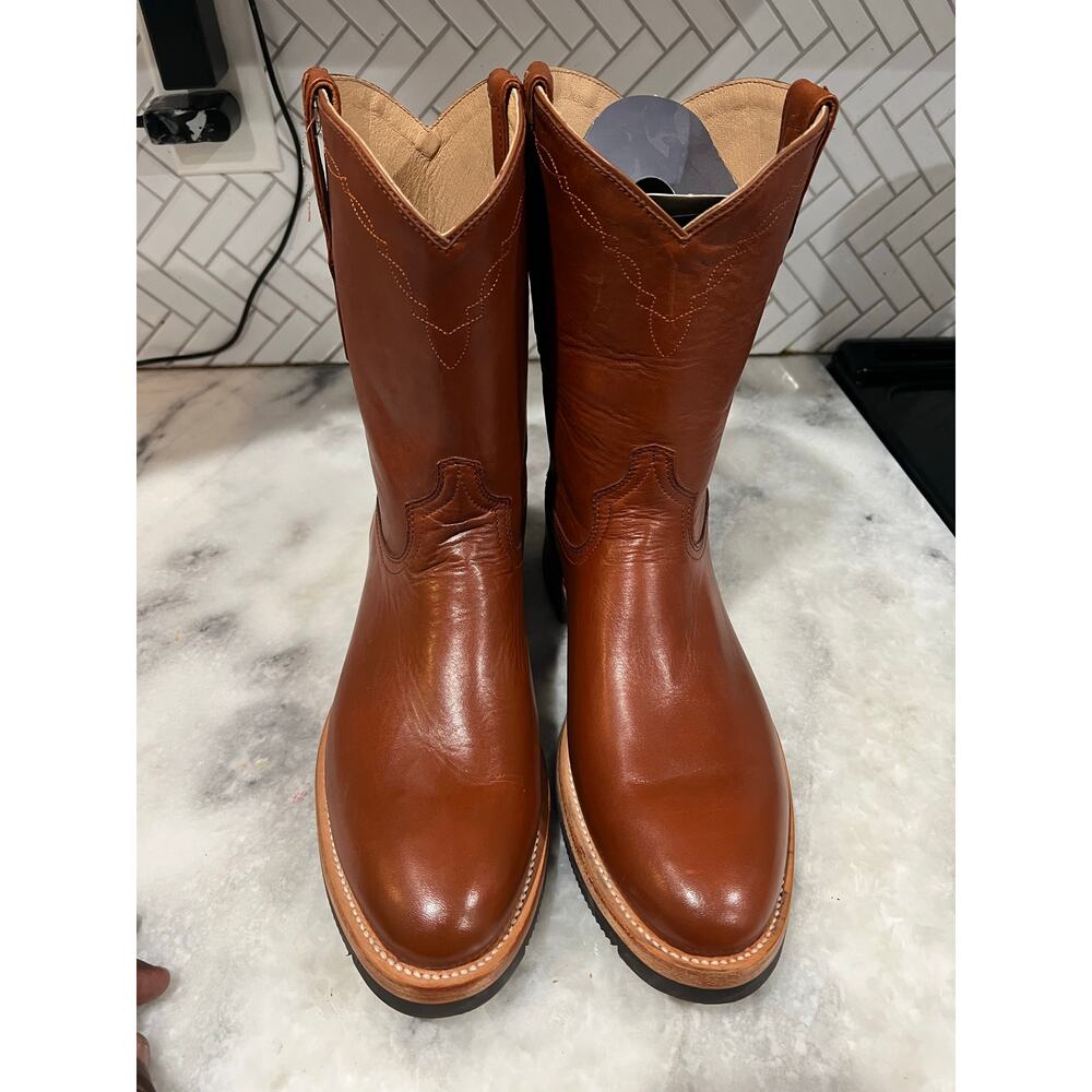 Lucchese Men’s Cognac Cowhide Ranch Hand Roper Boots 2031 Size 11.5D Mexico - Picture 13 of 16